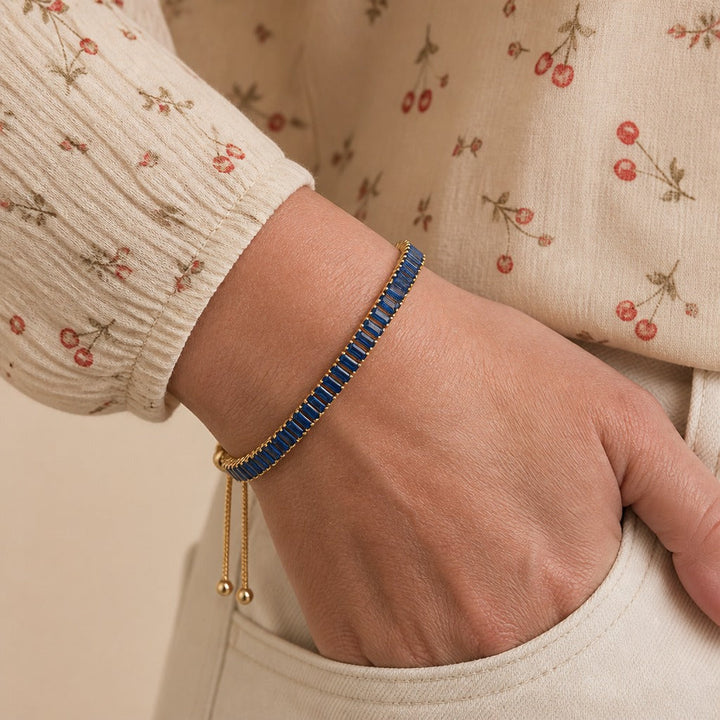 Pulsera Tenis Cristal Azul Ajustable
