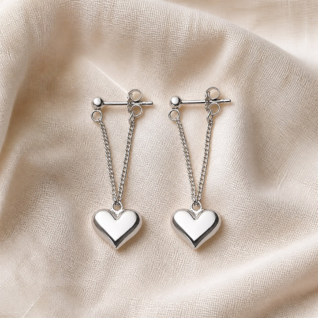 Pendientes Corazón Elegantes Oro Blanco