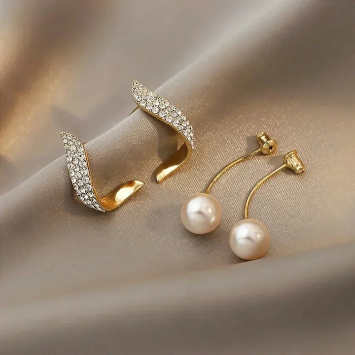 Pendientes de Perla con Pluma de Cristal