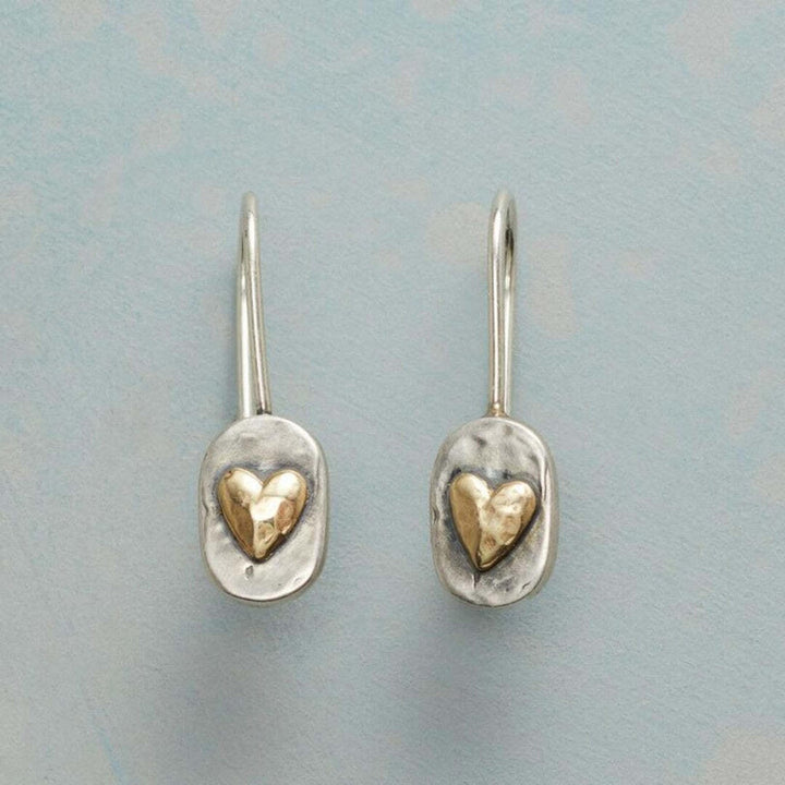 Pendientes Vintage Dorados Corazón Incrustado