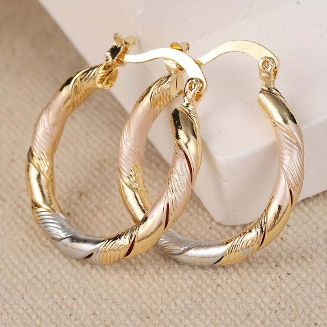 Aros Redondos Vintage Dorado, Plateado y Rosa