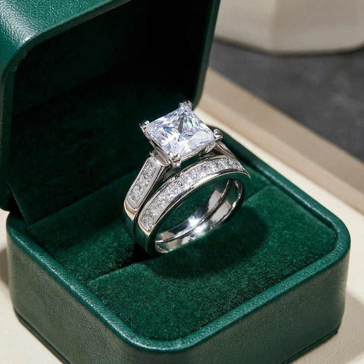 Set de Anillos de Promesa con Circonitas