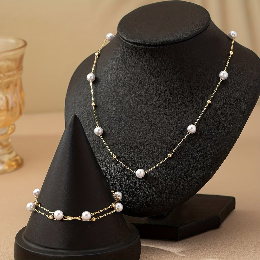 Conjunto de Joyas con Cadena de Perlas Delicadas