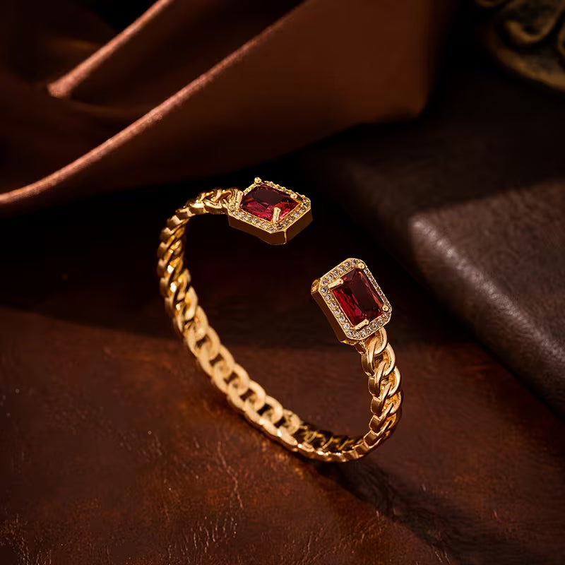 Pulsera abierta de rubí Veloria Oro