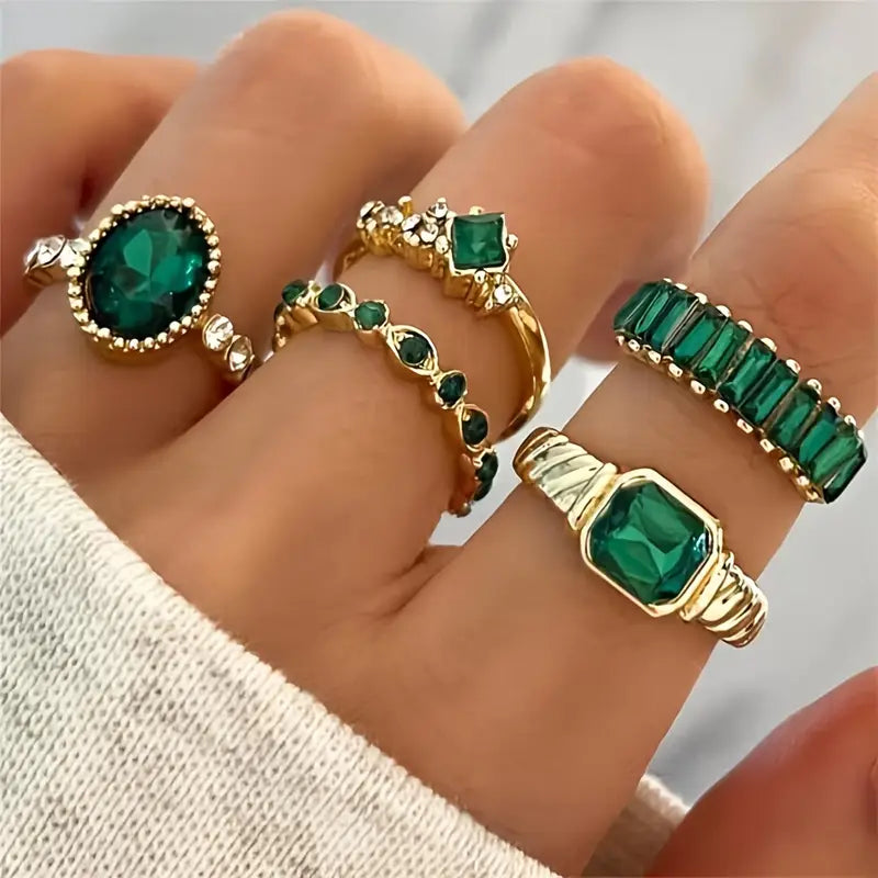 Conjunto Anillos Esmeralda Imperial