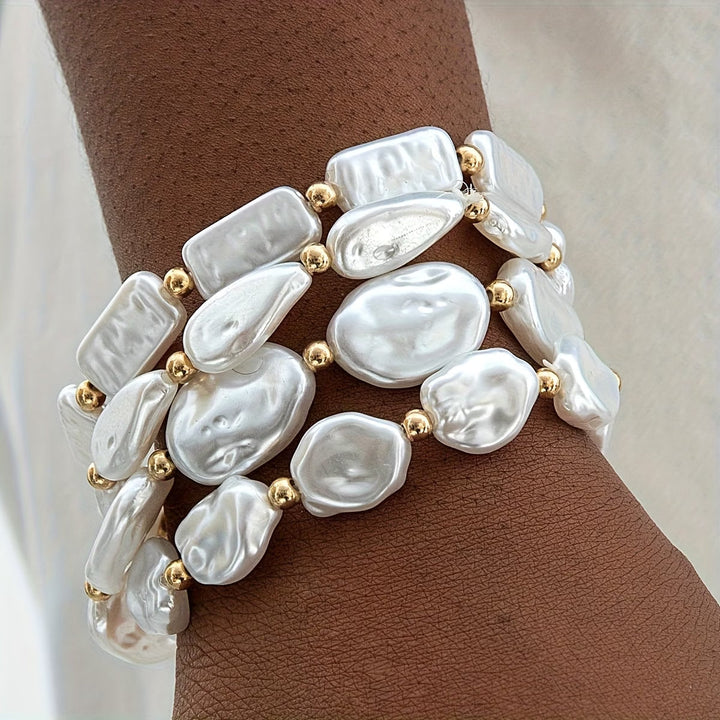 Conjunto de 4 Pulseras con Perlas