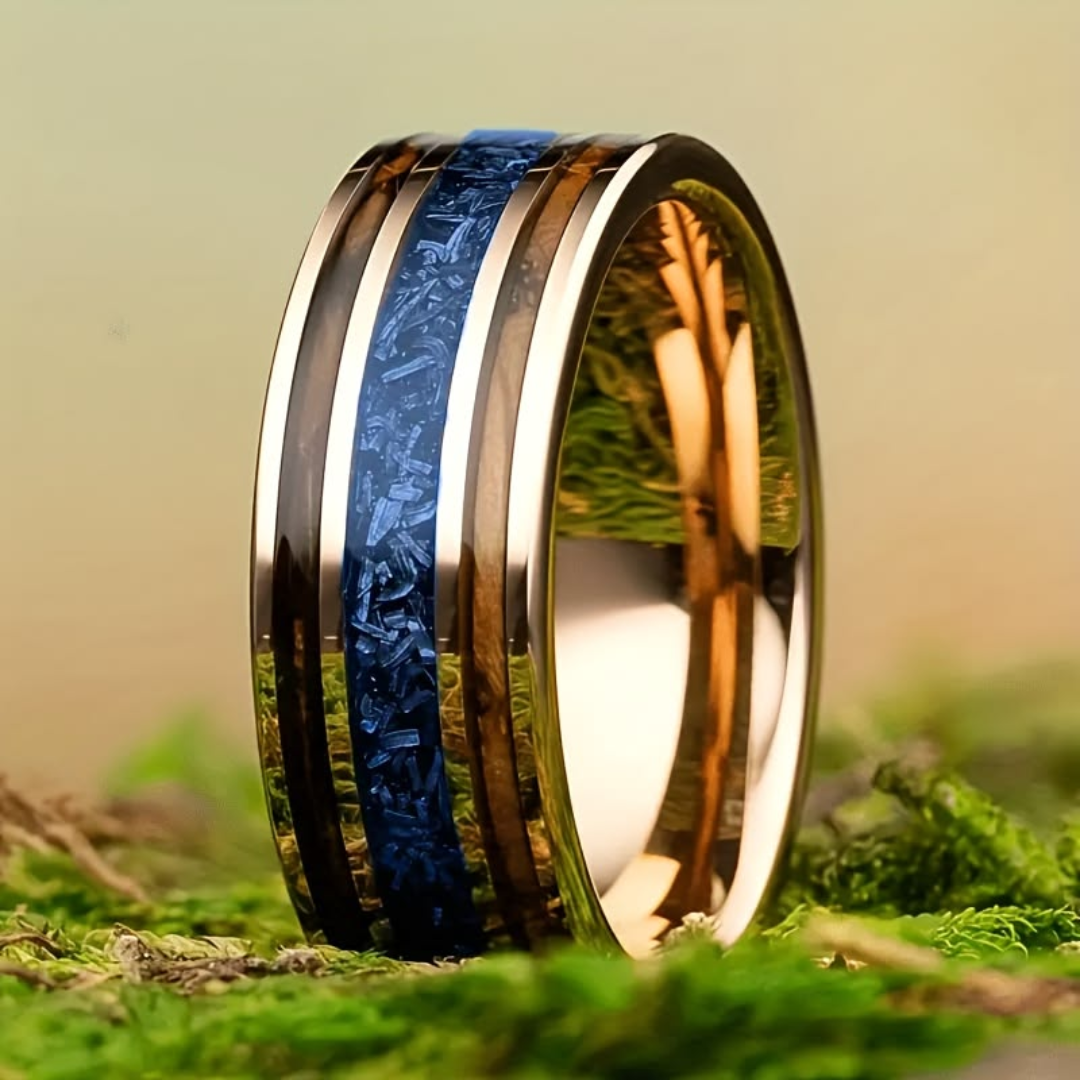 Anillo Azul Océano Dorado