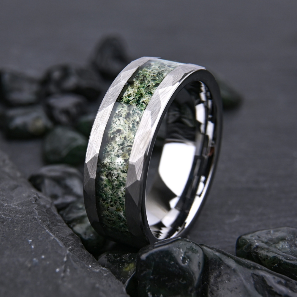 Anillo Piedra Verde Plateado