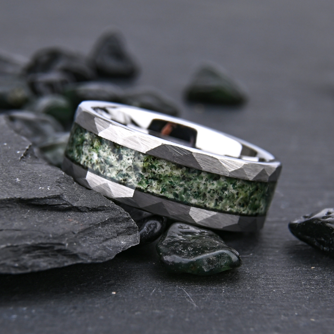 Anillo Piedra Verde Plateado
