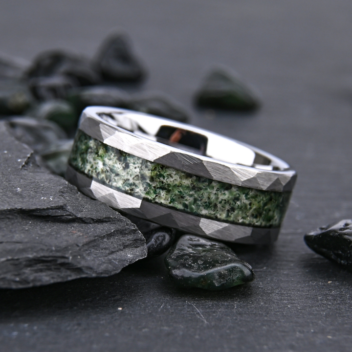 Anillo Piedra Verde Plateado