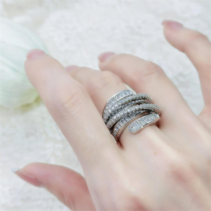 Anillo Circonita Plateado Ajustable