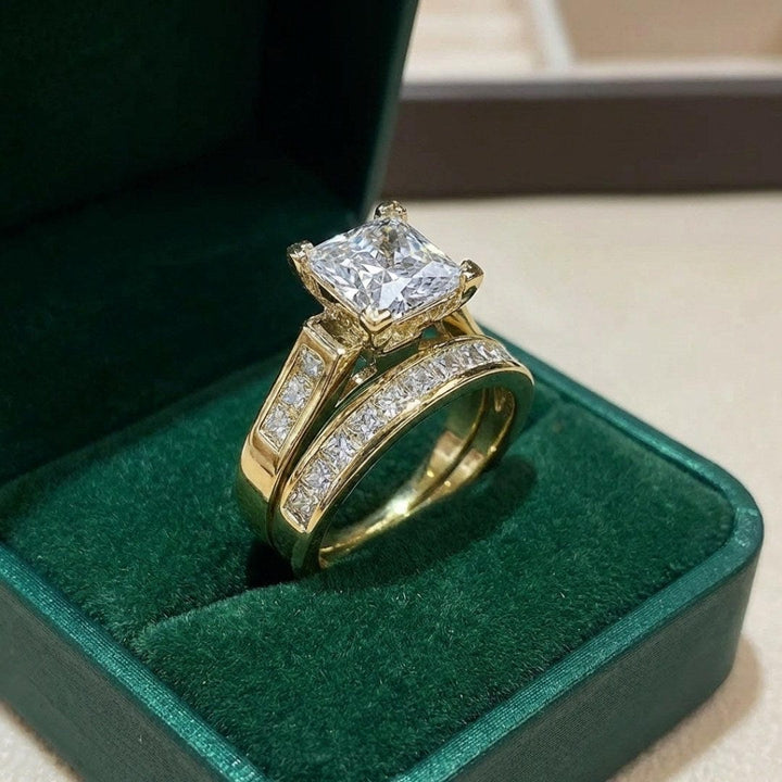 Set de Anillos de Promesa con Circonitas