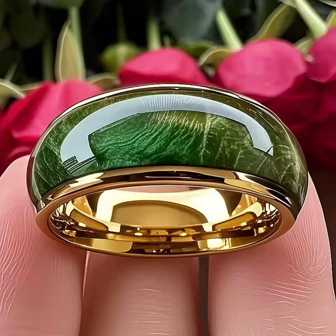 Anillo Cúpula Verde Dorado