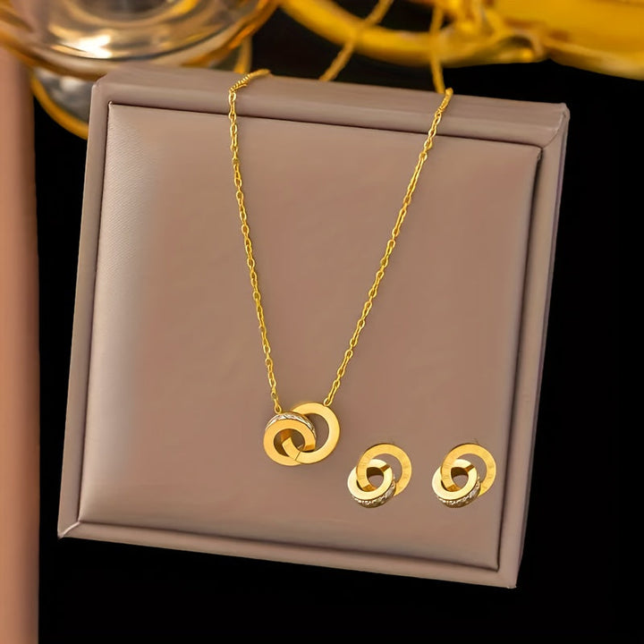 Conjunto Círculo Infinito Oro Blanco