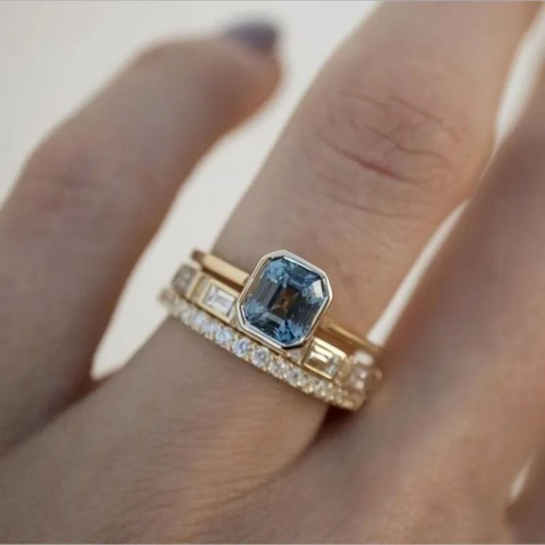 Set de Anillos Dorado y Azul