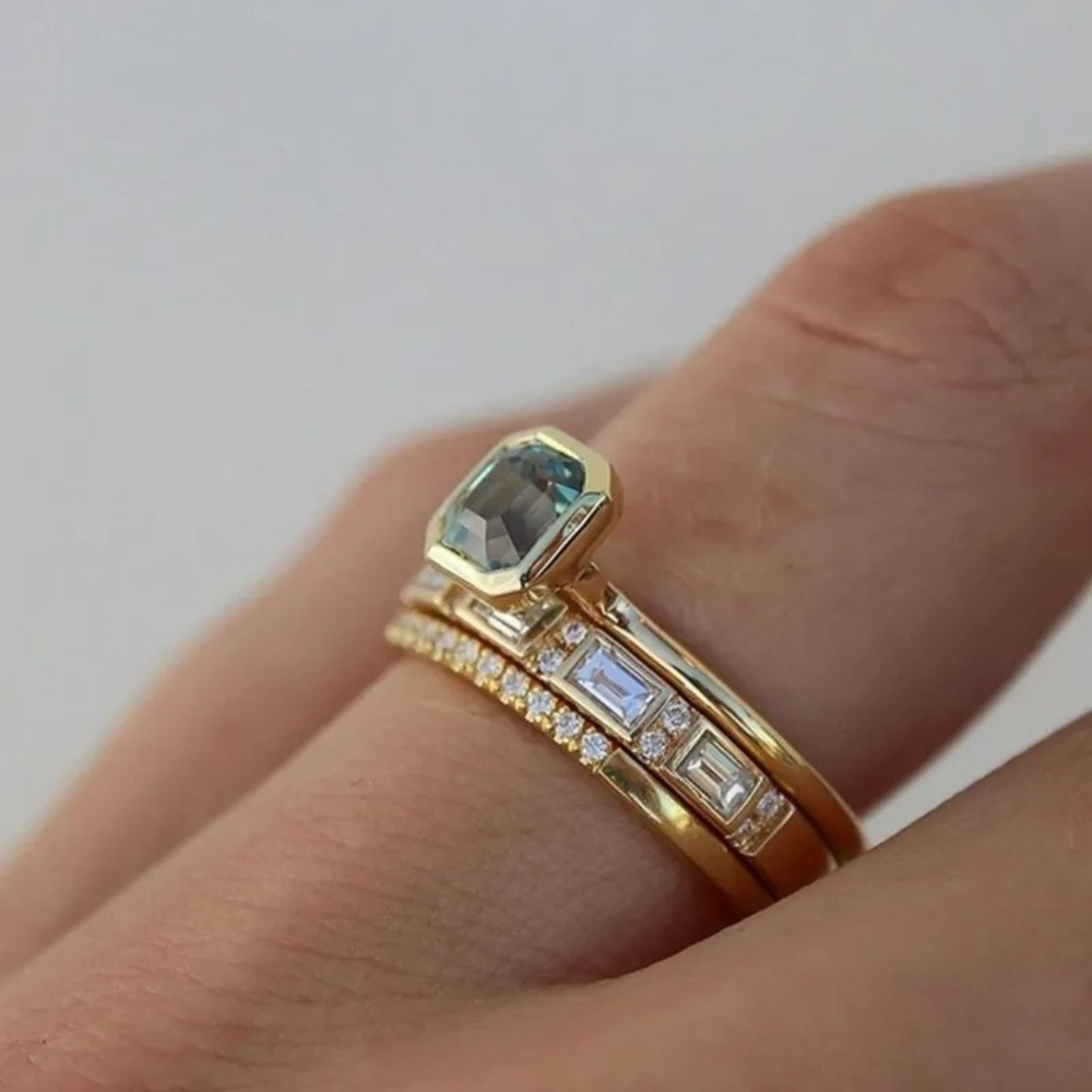 Set de Anillos Dorado y Azul