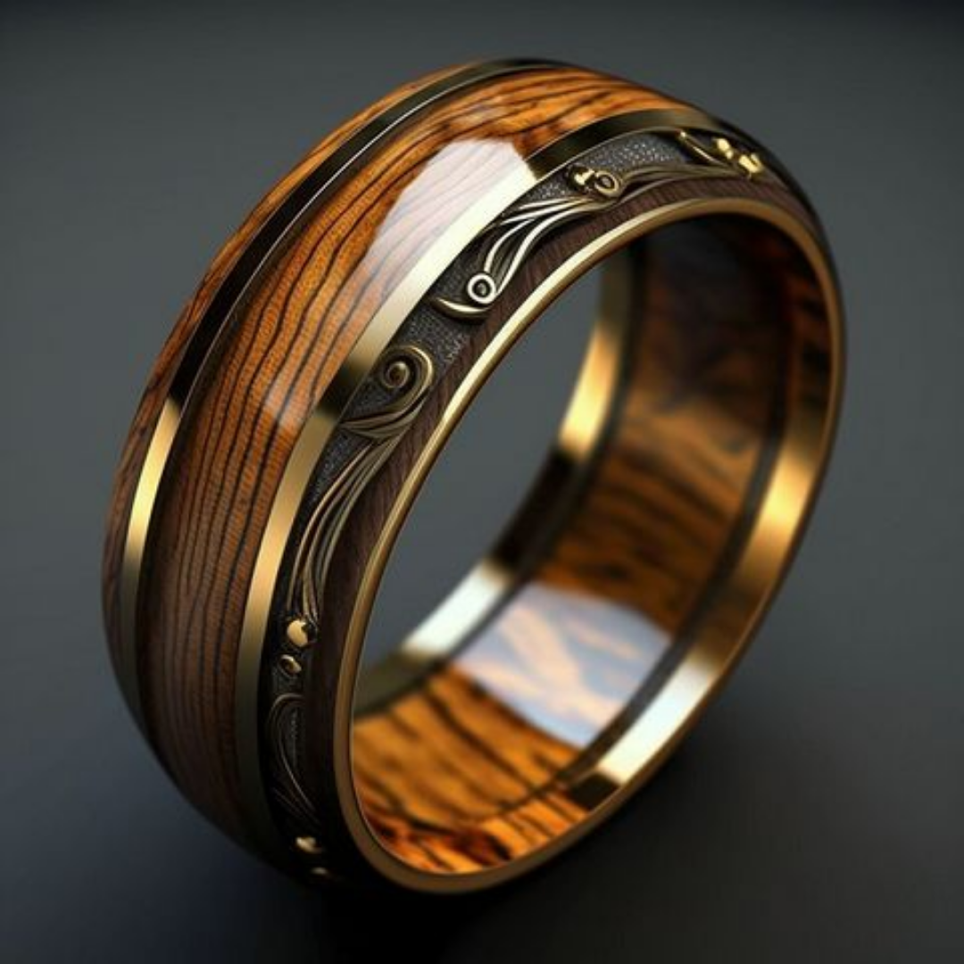 Anillo Madera y Dorado