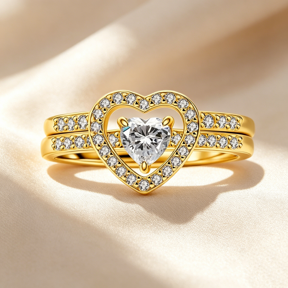 Set de Anillos Corazón Apilables