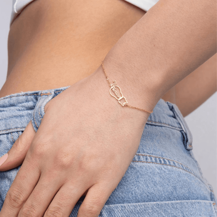 Pulsera con nombre de gato grabado