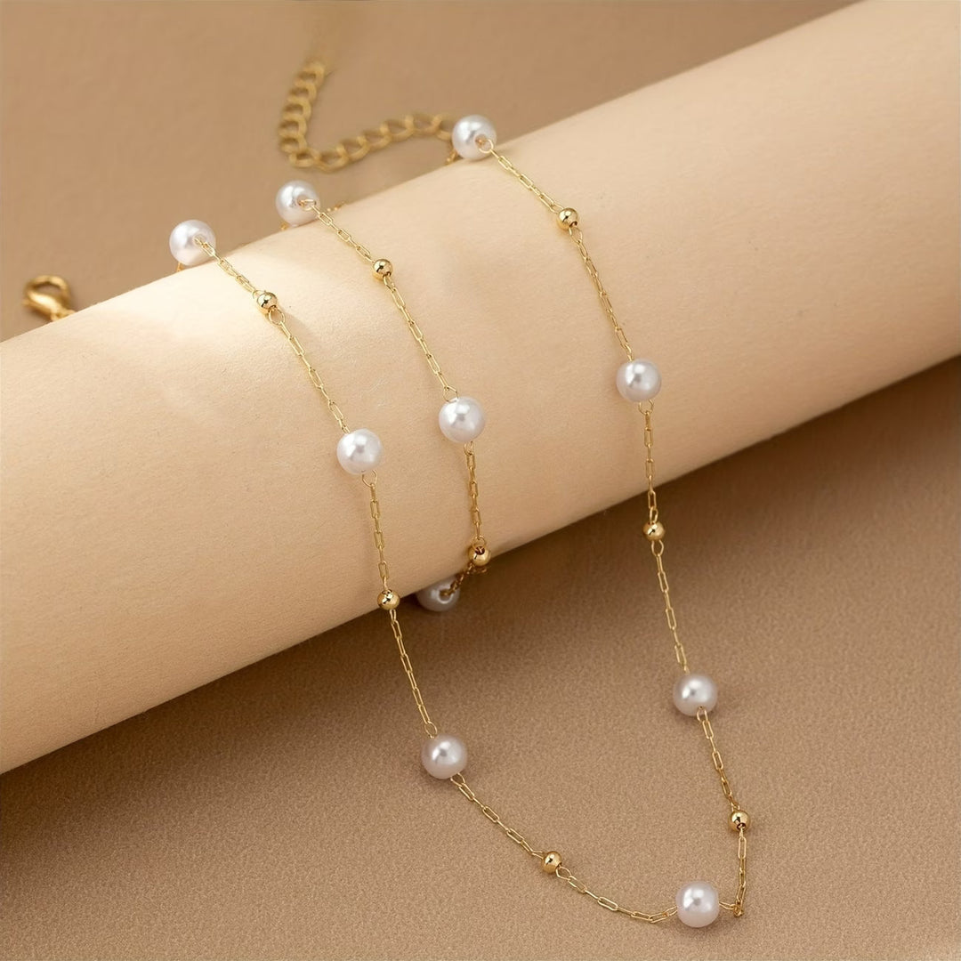 Conjunto de Joyas con Cadena de Perlas Delicadas