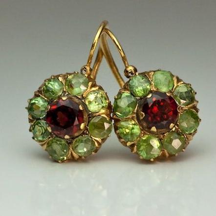 Pendientes Flor Verde y Rojo