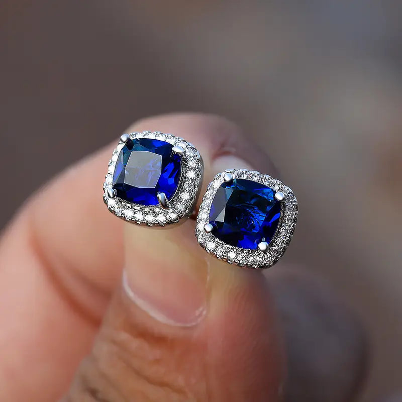 Pendientes Cuadrados Azules