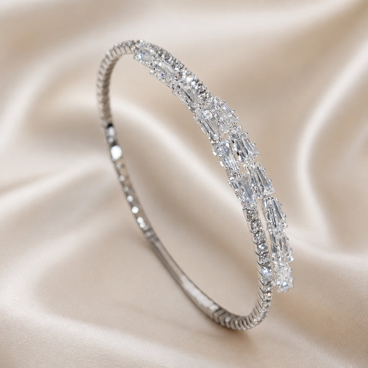 Pulsera Clásica Circonitas Oro Blanco