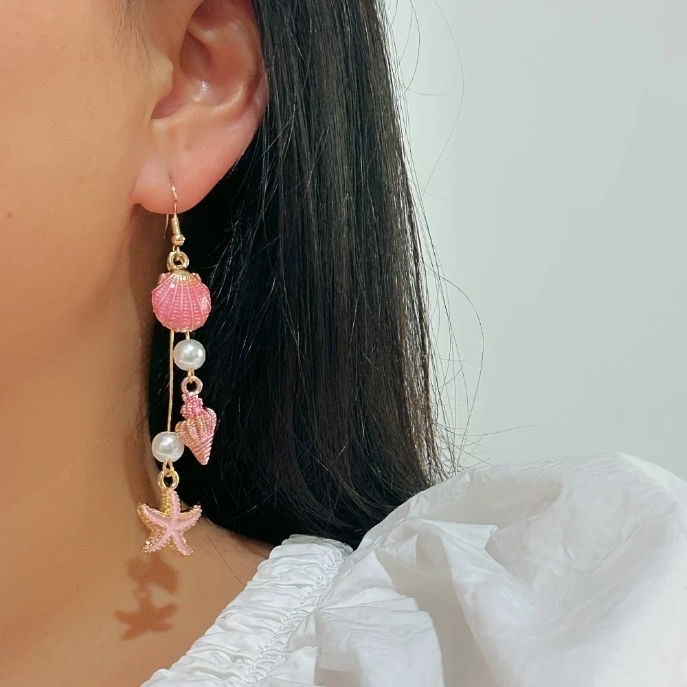 Pendientes Elegantes Concha Estrella y Caracola