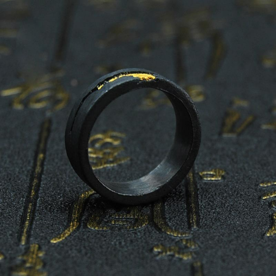 Anillo Negro Borde Dorado