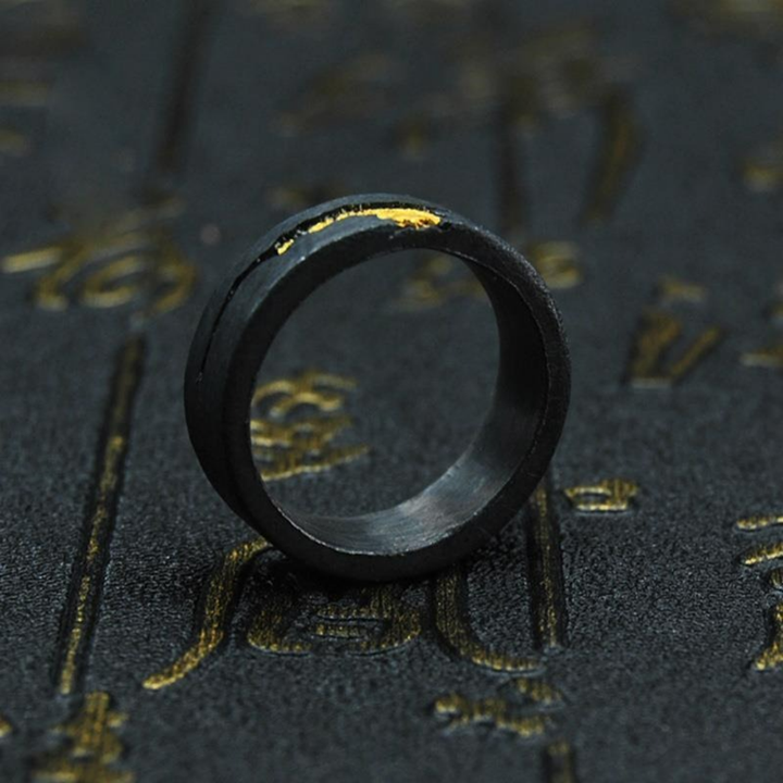 Anillo Negro Borde Dorado