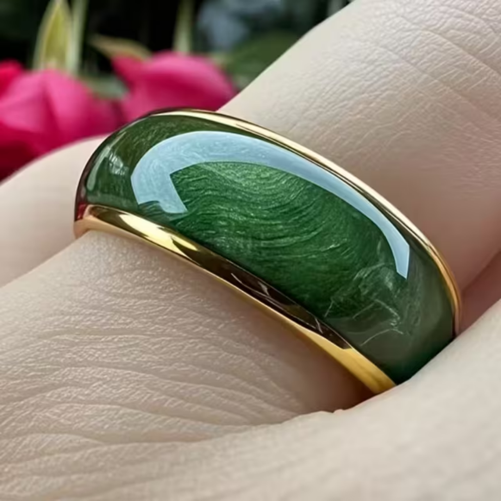 Anillo Cúpula Verde Dorado