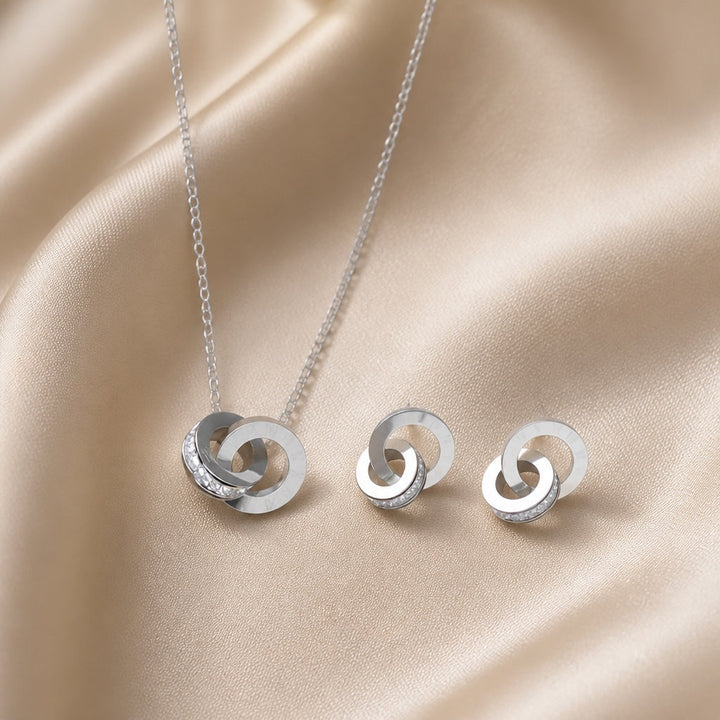 Conjunto Círculo Infinito Oro Blanco