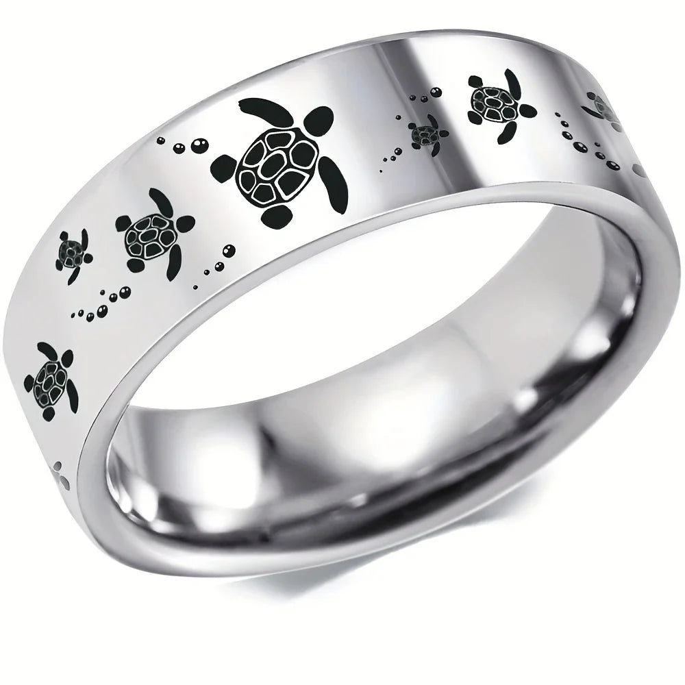 Anillo Elegante Tortuga Marina en Plata