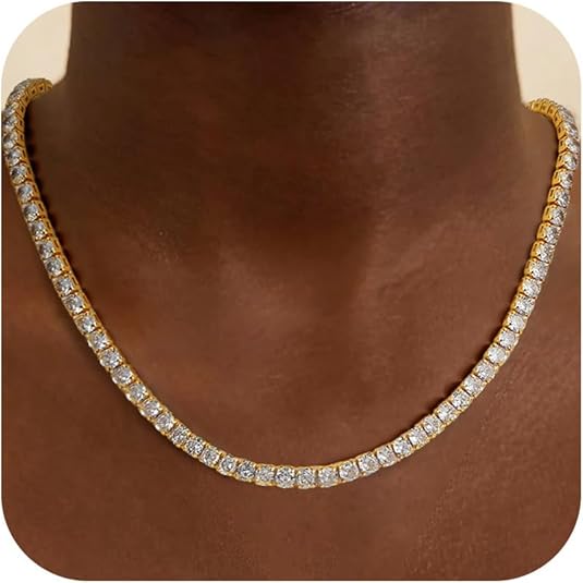 Collar Tenis Brillantes Dorado