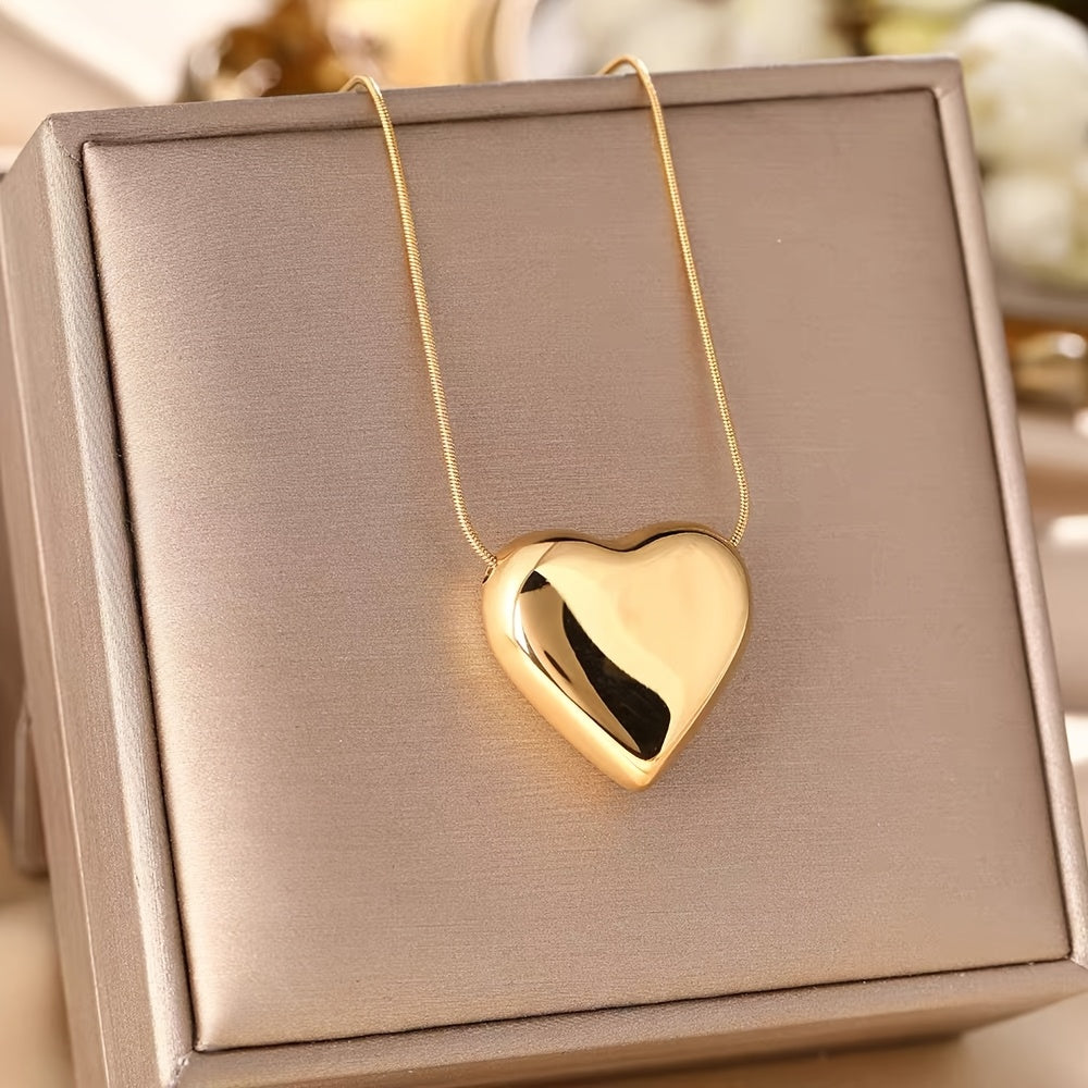 Collar Corazón Hinchado Oro Blanco