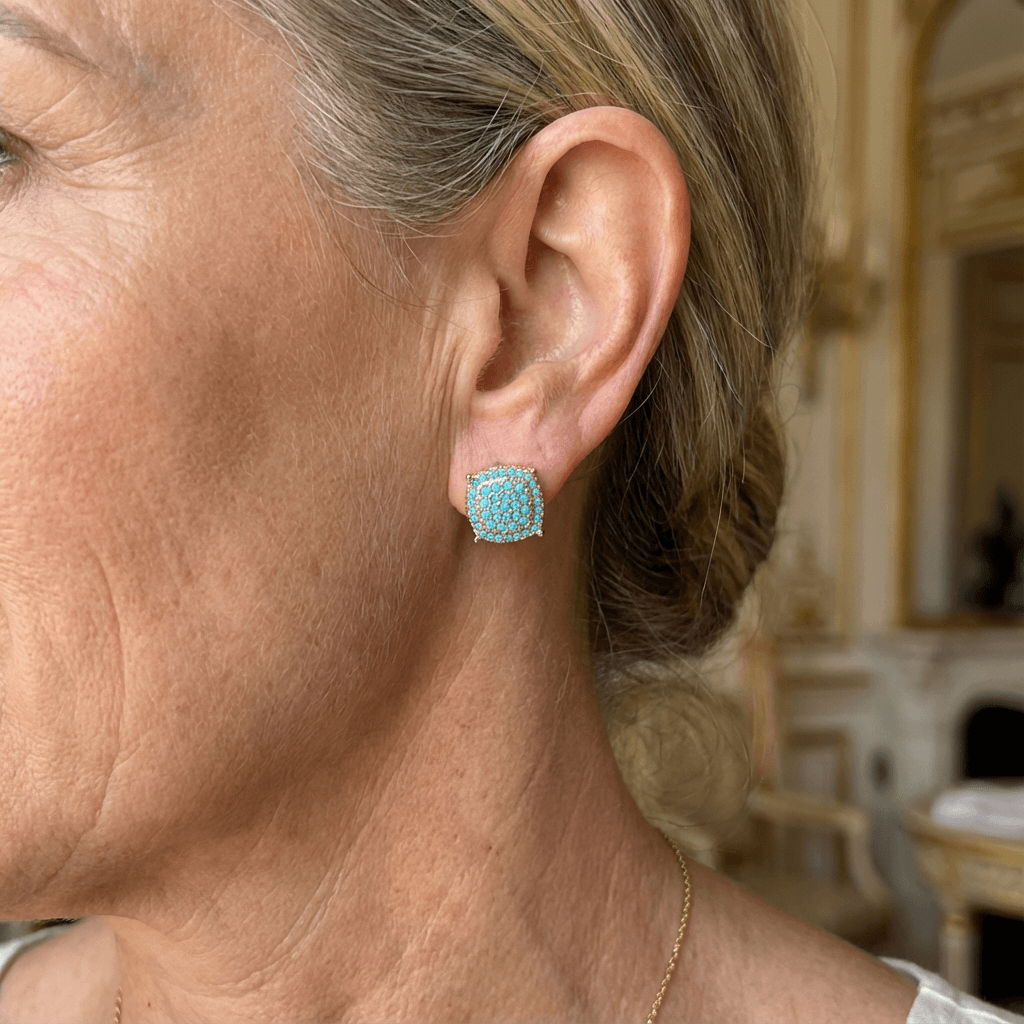 Pendientes Cuadrados Turquesa Elegantes