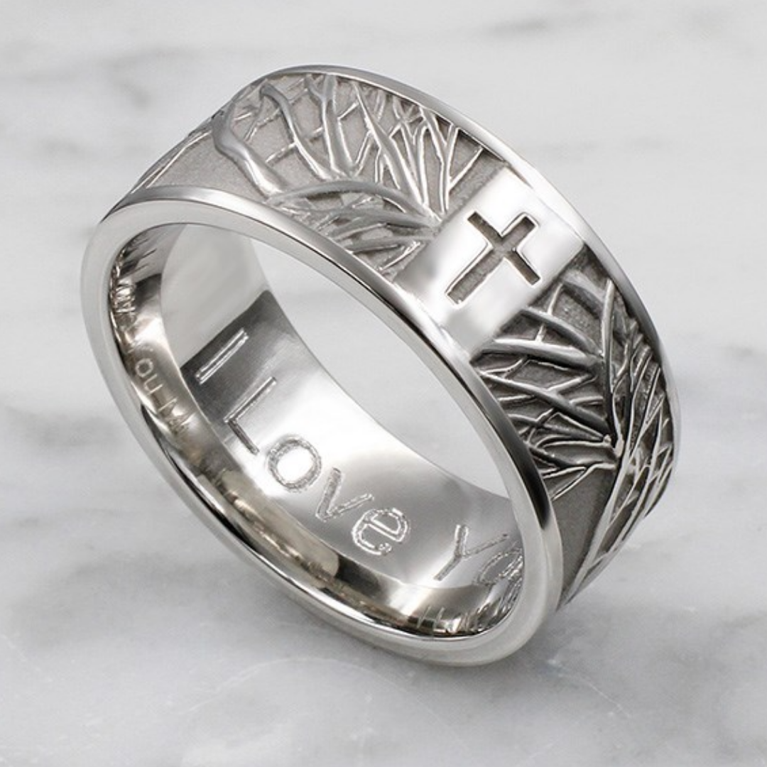Anillo Cruz Plateado