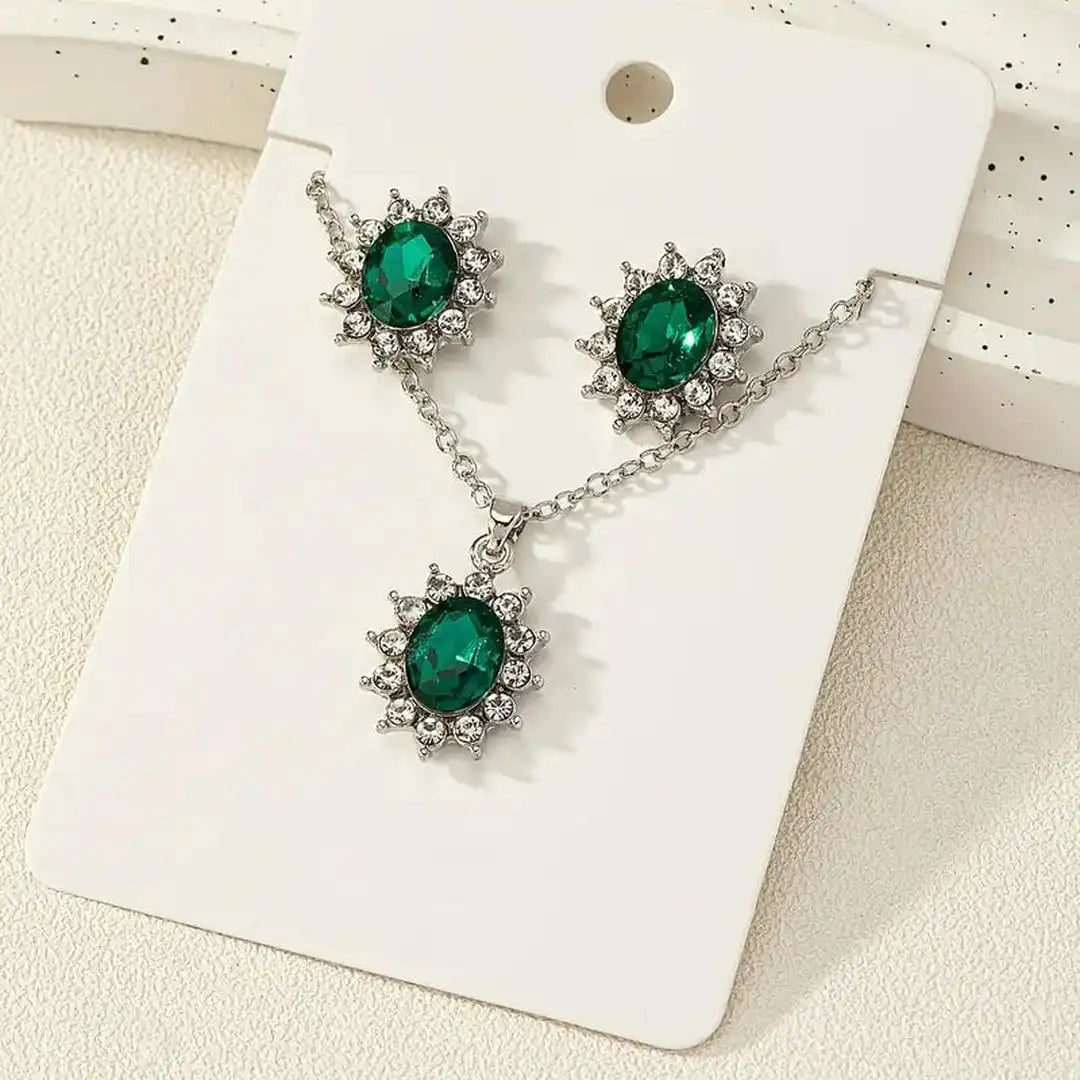 Conjunto Rayos Plateado Verde