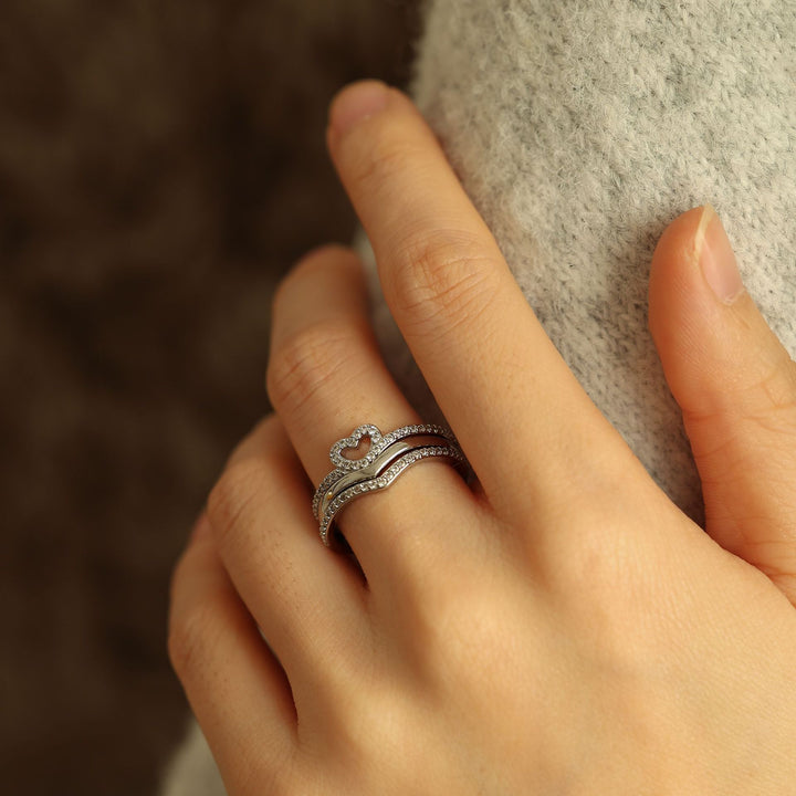 Conjunto Anillos Apilables Corazón