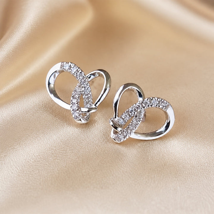 Pendientes Geométricos Circonitas Oro Blanco
