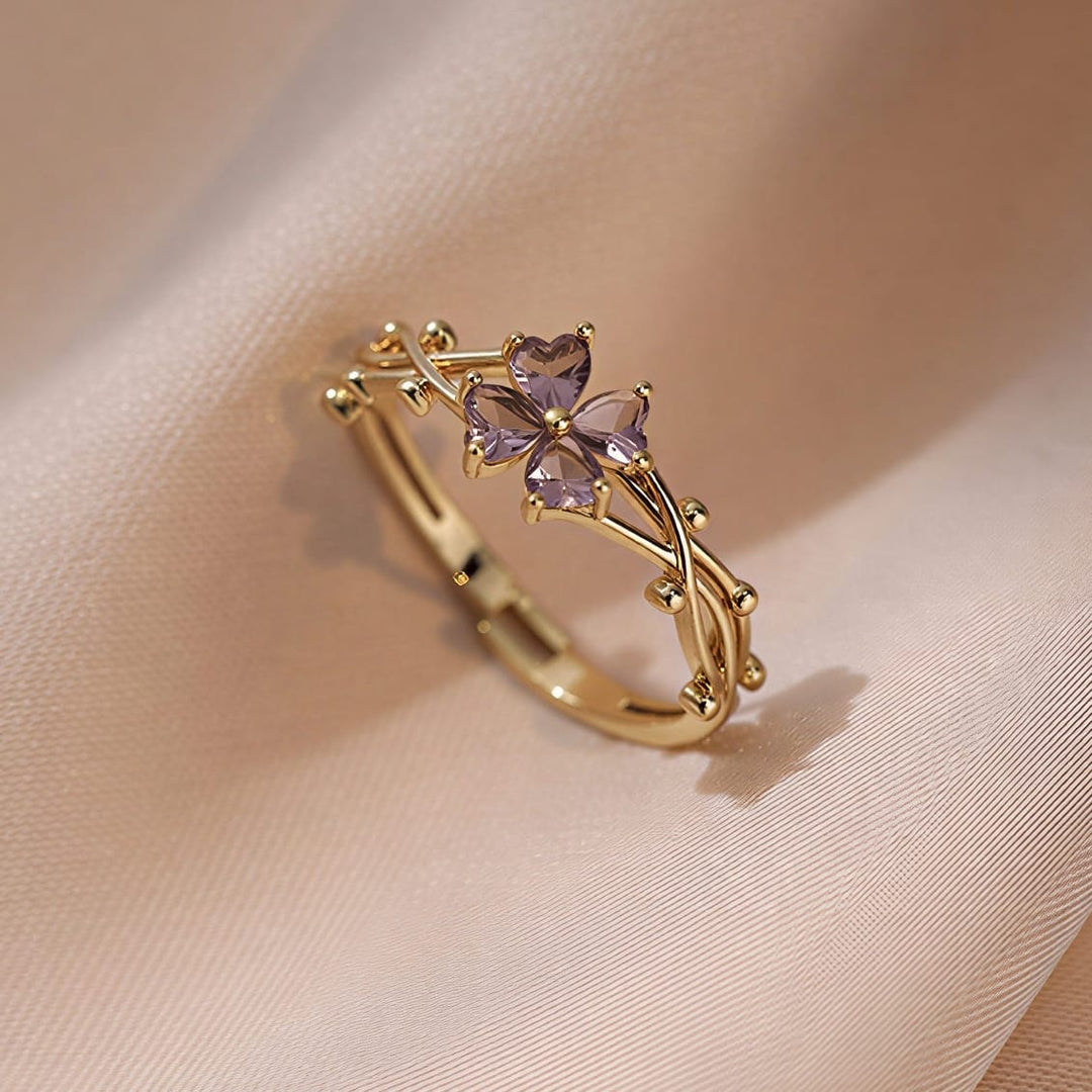 Anillo Flor Violeta Ajustable