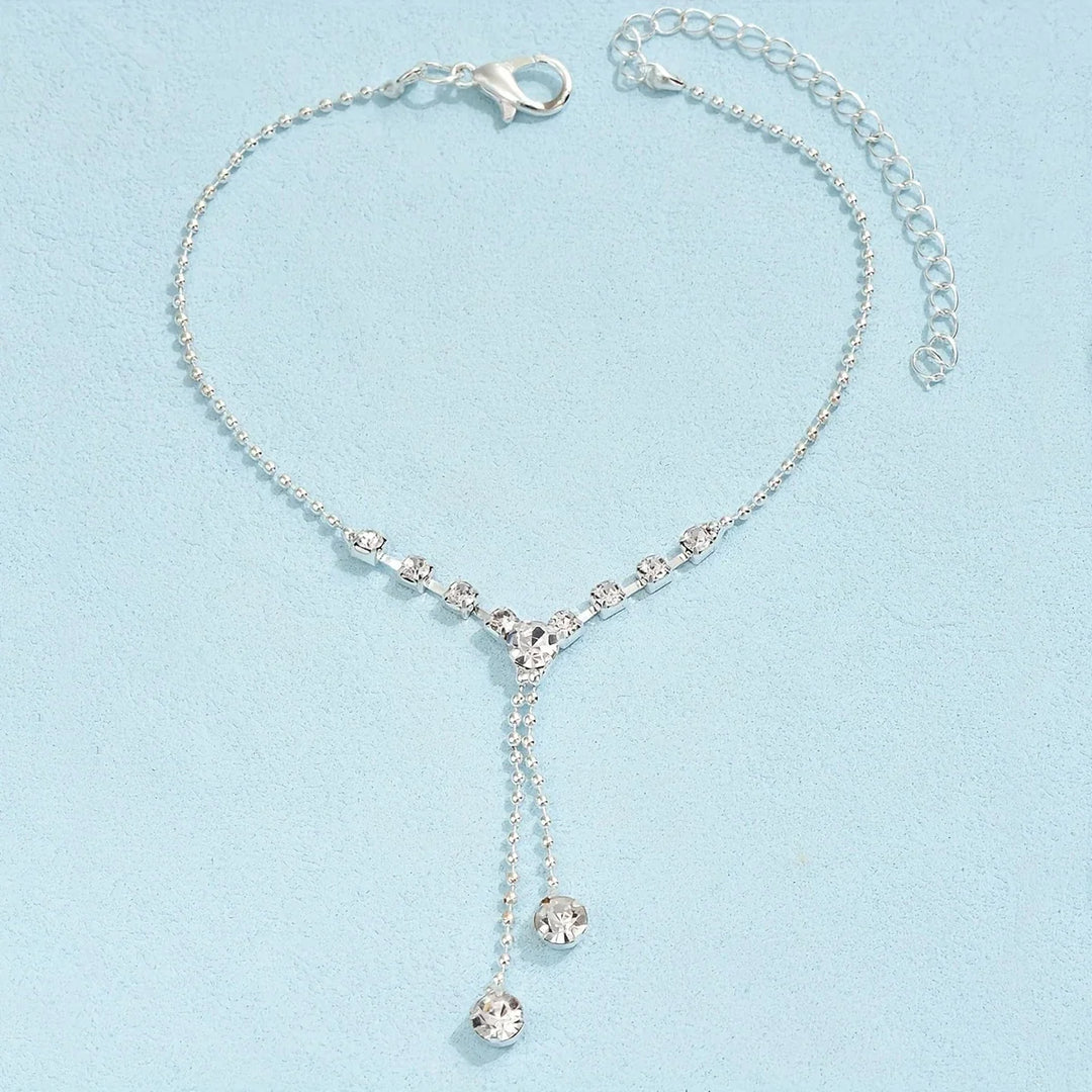 Tobillera Brillante con Cadena de Plata