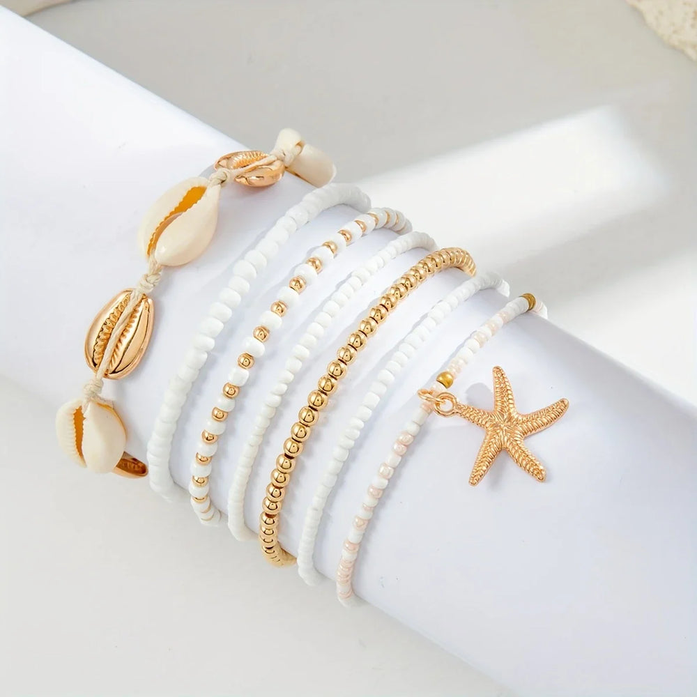 Conjunto de 7 Tobilleras Elegantes
