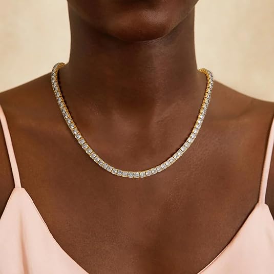 Collar Tenis Brillantes Dorado