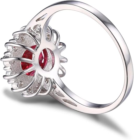 Anillo halo clásico de rubí Oro