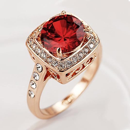 Anillo llamativo halo de rubí Oro