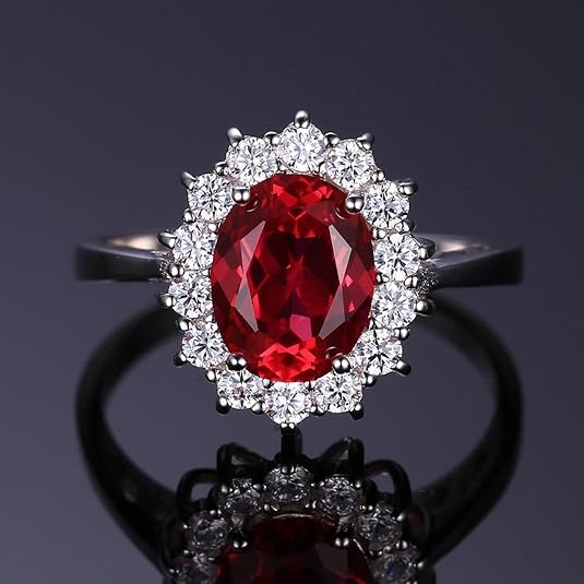 Anillo halo clásico de rubí Oro