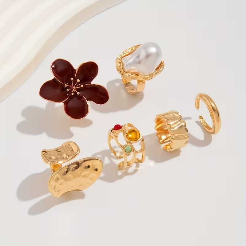 Set x 6 anillos estilo barroco