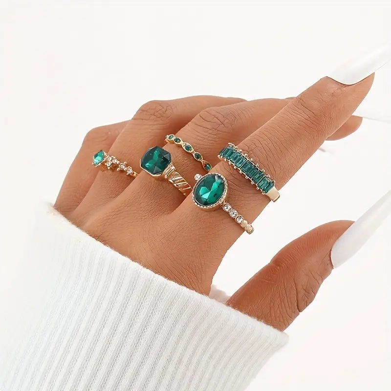 Conjunto Anillos Esmeralda Imperial