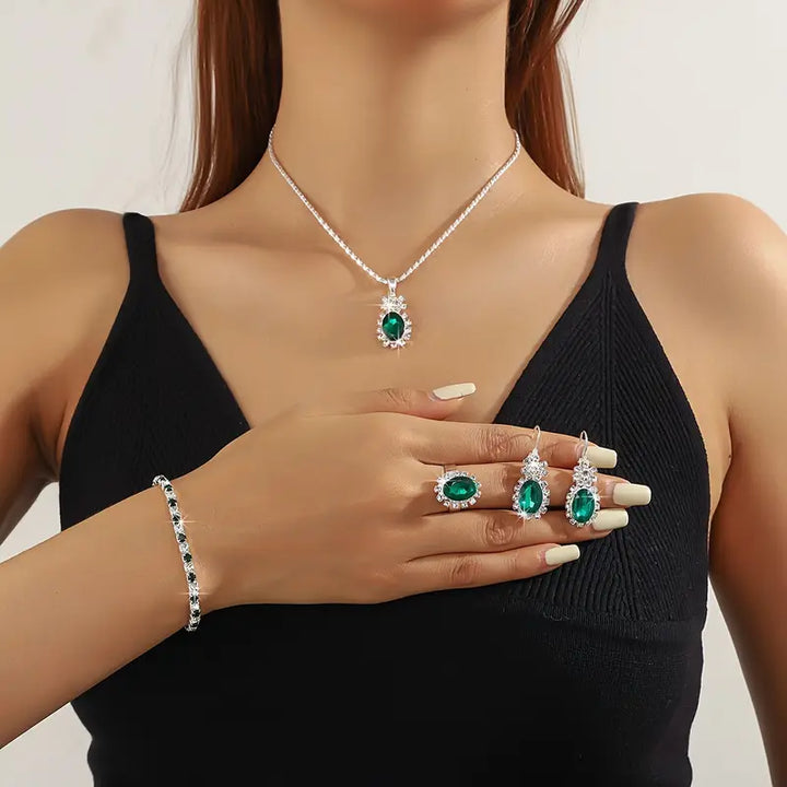 Conjunto de Joyería Plateado Elegante